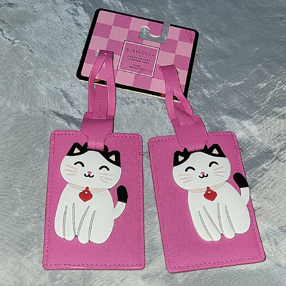 Ruby + Cash Pink Cat Luggage Tags